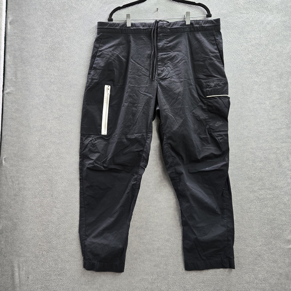Nike‎ Men Activewear Pants 40 Black Cotton Nylon Jogger DD7034-010 Zipper 27"